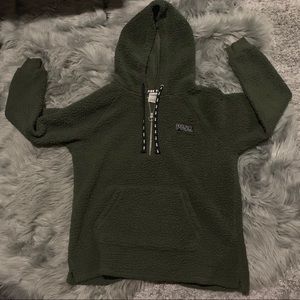 Vs pink pullover sherpa sweater hoodie size s used